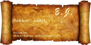 Bekker Judit névjegykártya